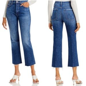MOTHER Blue Frayed Hem Jeans